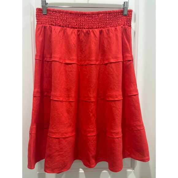 NWT Soft Surroundings Jenny Linen Skirt In Poppy Red Sz M - Picture 1 of 4